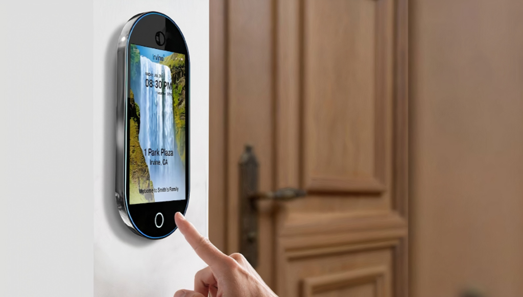 What feature does a smart doorbell provide to a household?