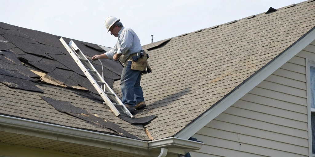 Roof inspection in Huntsville, AL, showing common red flags identified by local roofing companies, such as damaged shingles and water leakage signs