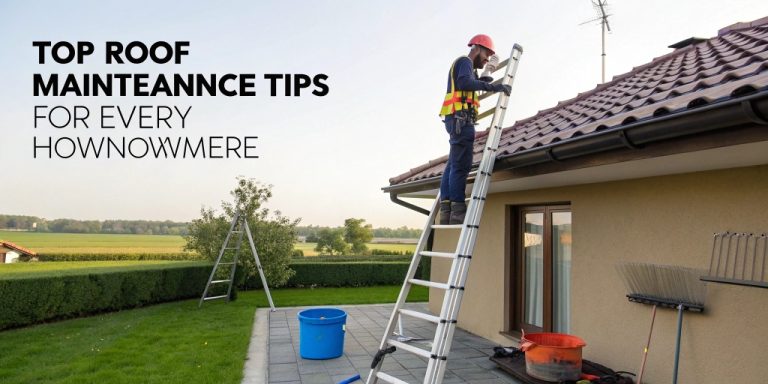 A close-up view of a clean, well-maintained asphalt shingle roof, illustrating the topic "Top Roof Maintenance Tips for Every Homeowner.