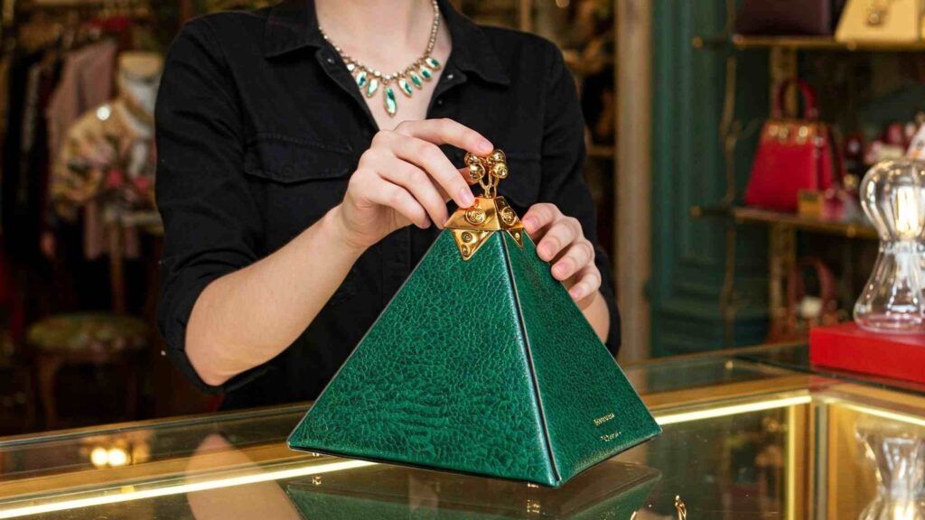 Rare luxury bag pyramid showing investment-grade designer handbags from heritage fashion houses in pristine condition