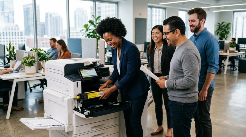 Best toner cartridges for office printing guide banner with a laser printer.